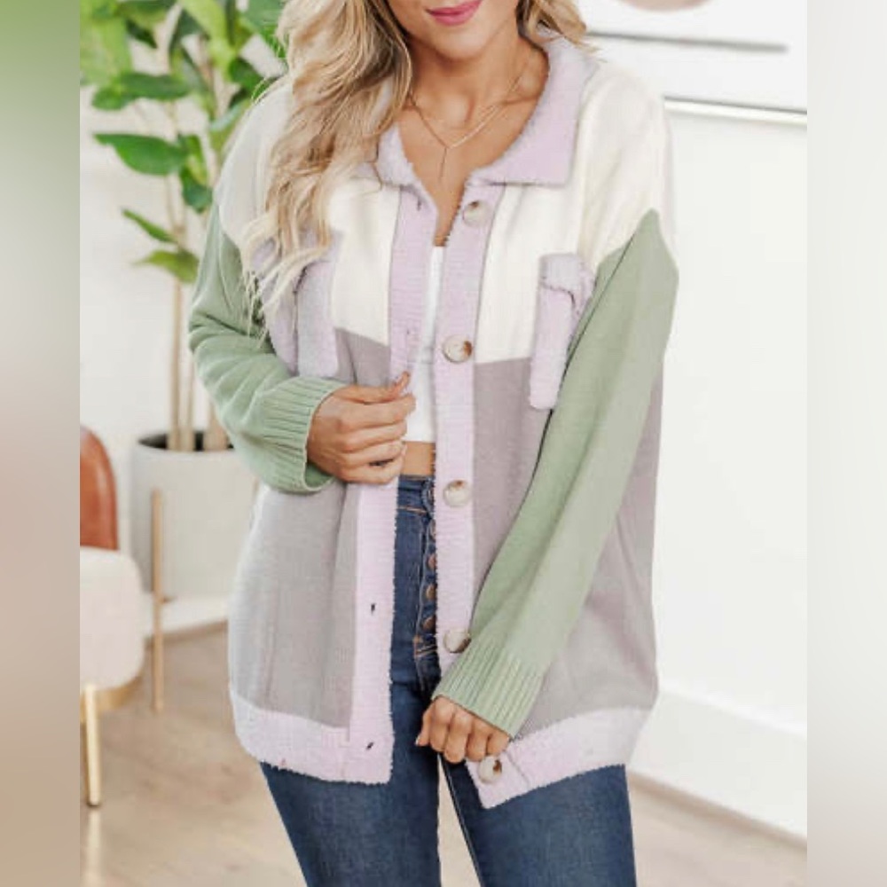 Pink Lily Colorblock knit sweater